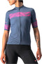 Castelli Fietsshirt Korte Mouwen Dames Blauw Roze - FENICE JERSEY LIGHT STEEL BLUE PINK FLUO-M