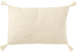 J-Line kussen Rechthoek + Kwasten - katoen - creme