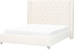 LUBBON - Tweepersoonsbed - Gebroken wit - 140 x 200 cm - Fluweel