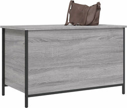 vidaXL - Opbergbankje - 80x42,5x50 - cm - bewerkt - hout - grijs - sonoma - eikenkleur