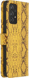 Hoesje Met Pasjeshouder Geschikt voor Samsung Galaxy A72 - Slangenprint Bookcase - Geel