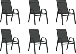 vidaXL - Tuinstoelen - stapelbaar - 6 - st - textileen - stof - zwart