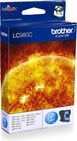 Brother LC980C - Inktcartridge - Origineel - Printcapaciteit 260 pagina's - Cyaan