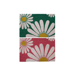 Deurmat DKD Home Decor Roze Rubber Munt Wit Geel 2 Stuks Kokosvezel (60 x 40 x 0,5 cm)