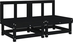 vidaXL - Tuinmiddenbanken - 2 - st - massief - grenenhout - zwart