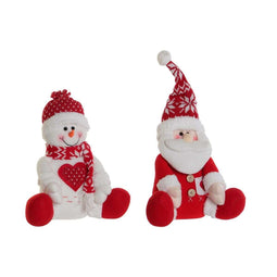 Kerstversiering DKD Home Decor Wit Rood 24 x 14 x 30,5 cm (2 Stuks)