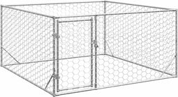 vidaXL - Hondenkennel - voor - buiten - met - deur - 2x2x1 - m - gegalvaniseerd - staal