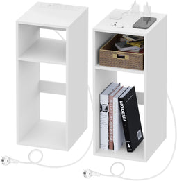 Woltu Nachtkastje - 2x USB en Stopcontact - Wit - 25 x 30 x 60 cm (2 stuks)