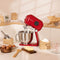 CREATE DOWNMIX RETRO - Keukenmachines -Planetaire Rotatiemixer - Foodprocessor - 6 Snelheid - Roestvrij Staal - 5L - Accessoires - Rood