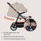 Lionelo Iva - Wandelwagen Premium - 360° Zwenkwielen met Vering - XXL Zonnekap UPF50 - Beige