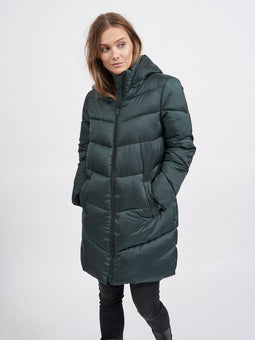Vila Viadaya - Halflange jas - Afritsbare capuchon - Darkest Spruce Dames Maat 44