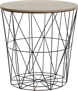 LANARK - Bijzettafel - Zwart/ Lichte houtkleur - MDF