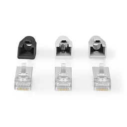 Nedis RJ45-Connector - RJ45 Pass Through - Stevig/Gesnoerd FTP CAT6a - Recht - Verguld - 10 Stuks - PVC - Grijs / Wit / Zwart - Doos