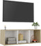 vidaXL - Tv-meubel - 107x35x37 - cm - bewerkt - hout - wit - en - sonoma - eikenkleurig