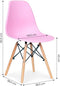 Set van 4 kuipstoelen met beuken houten poten - Eetkamer stoelen - roze