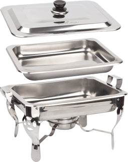 Alora Chafing Dish chrome - voedsel verwamer - voedsel warmhouden - met deksel - buffetwarmer - roestvrij staal - chrome - warmhoudplaat - bain maria - warmhoudbakken - 35 x 28 x 25cm - Warmhoudschalen