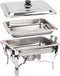 Alora Chafing Dish chrome - voedsel verwamer - voedsel warmhouden - met deksel - buffetwarmer - roestvrij staal - chrome - warmhoudplaat - bain maria - warmhoudbakken - 35 x 28 x 25cm - Warmhoudschalen