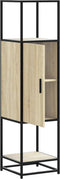 vidaXL - Hoge - kast - 35,5x35x139 - cm - bewerkt - hout - en - metaal - sonoma - eiken
