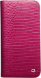 Qialino - Geschikt voor iPhone 14 Pro - Leren bookcase hoes - Croco Roze