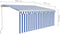 vidaXL - Luifel - handmatig - uittrekbaar - rolgordijn - LED - 3x2,5 - m - blauw - wit