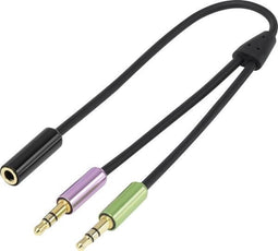 SpeaKa Professional SP-7870576 - Jackplug Audio Y-adapter - 2x 3,5 mm male naar 1x 3,5 mm female - Zwart