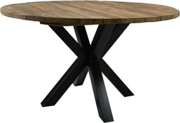 Tuintafel rond - ø125x76 - Naturel/zwart - Teak/metaal