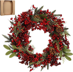 House of Seasons Barney - Kerstkrans - Ø50 cm - Groen Rood