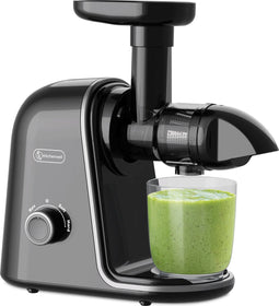 Kitchenwell Slowjuicer - 700ml - Groenten en fruitpers met pulpreservoir - BPA vrij - Zwart