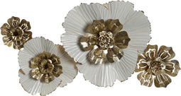 Wanddecoratie DKD Home Decor 93 x 8,3 x 54 cm Gouden Wit Blommor