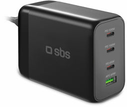 SBS 200 Watt - GaN charging station - 1x USB type-A 3x USB type-C - Zwart