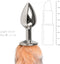 Kleine zilverkleurige buttplug met lichtbruine vossenstaart