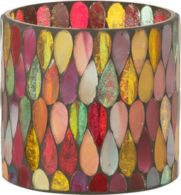 J-Line windlicht Mozaiek Druppel - glas - mix - small