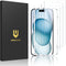 Displaybeschermfolie van gehard glas voor iPhone 15, hardheid 9H, met installatieframe, compatibel m