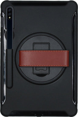 Defender Backcover met strap voor de Samsung Galaxy Tab S8 / S7 - Zwart
