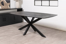 Eettafel Florence mangohout Deens ovaal 200x100 cm - Zwart | Sandblasted