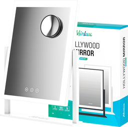 Mirlux Make Up Hollywood Spiegel met Verlichting - Visagie - Dimbaar LED Lampen Licht - 44x30cm - Wit