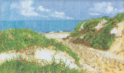 Thea Gouverneur - Borduurpakket met telpatroon - 1052 - Voorgesorteerde DMC Garens - Duinen - Linnen - 20 cm x 33 cm - DIY Kit