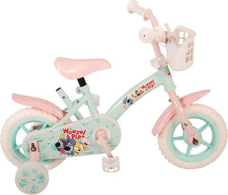 Woezel & Pip Kinderfiets - Meisjes - 10 inch - Mint Blauw/Roze - Doortrapper