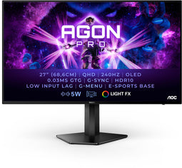 AOC Agon Pro AG276QZD - Monitor - 27" - 2560x1440 (Quad HD) - 240Hz - OLED - Mat zwart