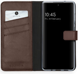 Selencia Galaxy S20 FE - Echt Lederen Bookcase - Ruimte voor 3 pasjes - Bruin