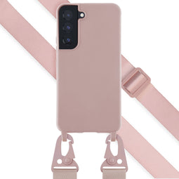 Selencia Hoesje Geschikt voor Samsung Galaxy S22 Hoesje Met Koord - Selencia Siliconen hoesje met afneembaar koord - roze