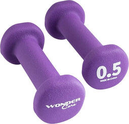 Wonder Core Dumbbell Neopreen Hexagon, Gewichten Halter Set - Paars - 2x 0.5 KG - Halters Workout Fitness Krachttraining accessoires