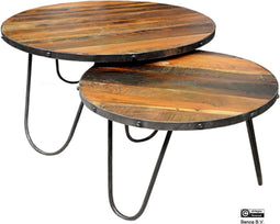 Wood & Iron Coffee Table Rough Mango Set of 2