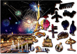 Wooden City - 2in1 - Houten Legpuzzel - Paris By Night - 37,5x25,4cm