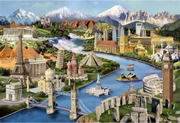 Wooden City - 2in1 - Houten Legpuzzel - World Landmarks - 37,5x25,4cm