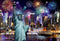 Wooden City New York bij Nacht XL - Houten Vormpuzzel - 52x37,5 cm - 1010 stukjes