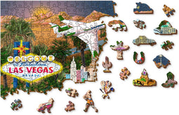 Wooden City Welkom in Las Vegas XL - Houten Vormpuzzel - 52x37,5 cm -750 stukjes
