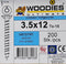 Woodies 61535151 Ultimate Spaanplaatschroef - Verzinkt - Verzonken kop - Voldraad - TX15 - 3.5 x 12mm (200st)