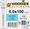 Woodies 61560581 Ultimate Spaanplaatschroef - Verzinkt - Verzonken kop - Deeldraad - TX30 - 6.0 x 100mm (100st)