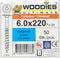 Woodies tellerkopschroeven 6.0 x 220 mm - staal - verzinkt - TX30 (Per 50 stuks)